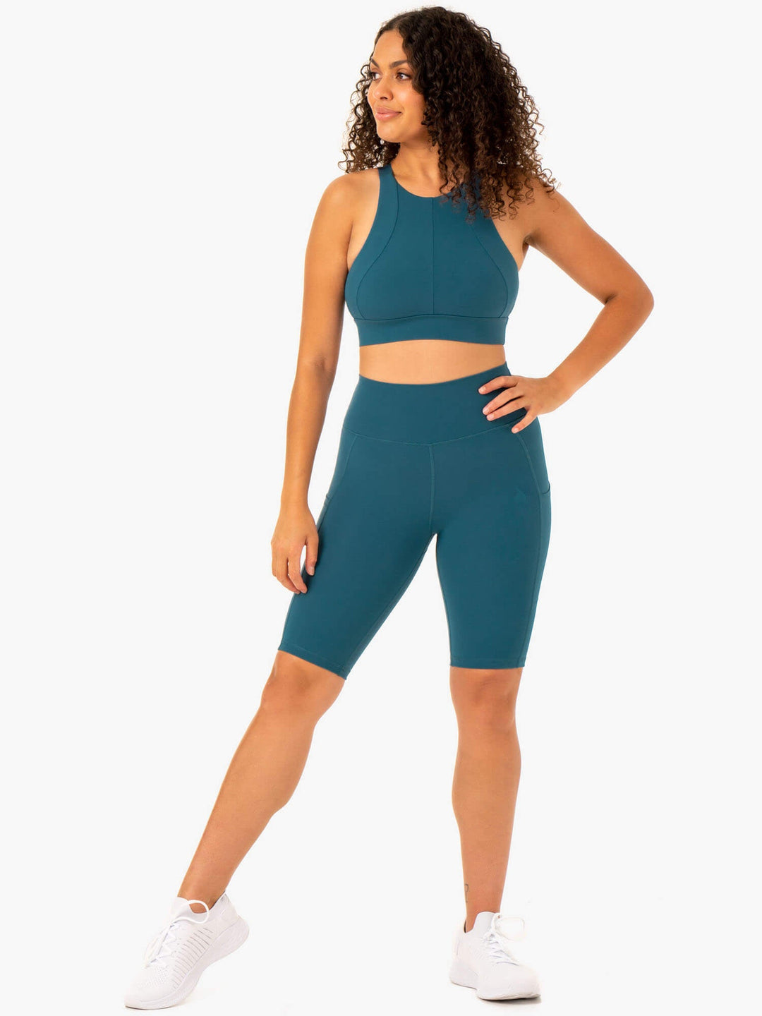 Reset High Waisted Pocket Bike Shorts - Teal Clothing Ryderwear