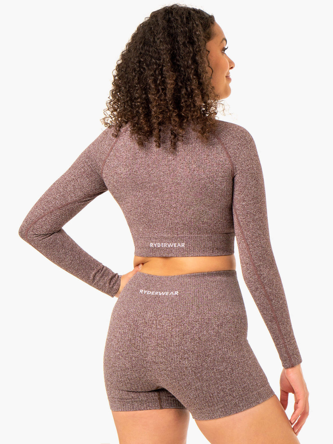 Rib Seamless Long Sleeve Top - Chocolate Marl Clothing Ryderwear