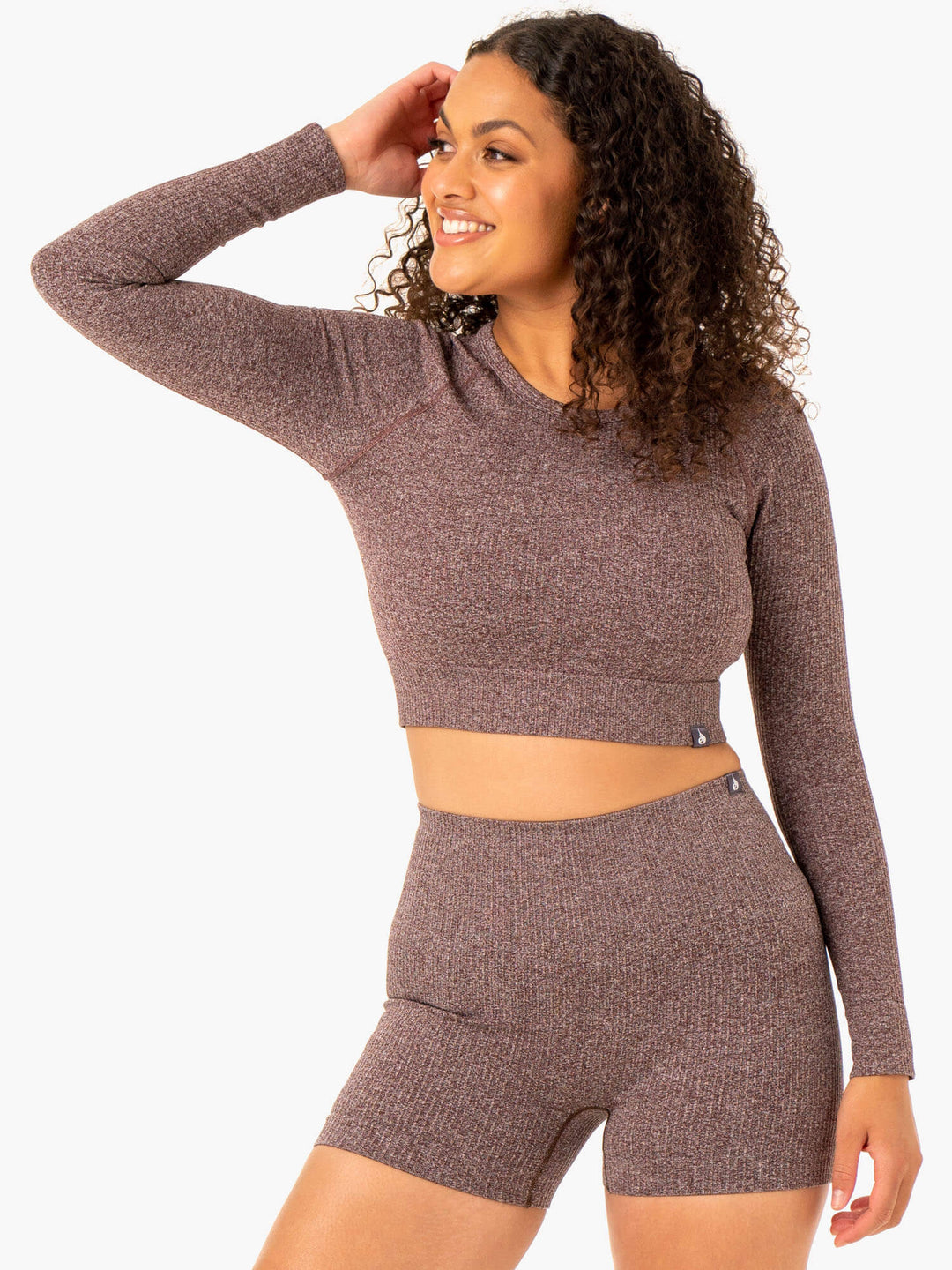 Rib Seamless Long Sleeve Top - Chocolate Marl Clothing Ryderwear