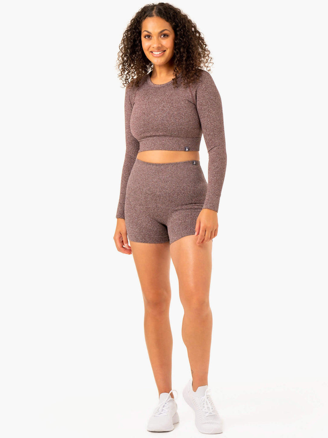 Rib Seamless Long Sleeve Top - Chocolate Marl Clothing Ryderwear