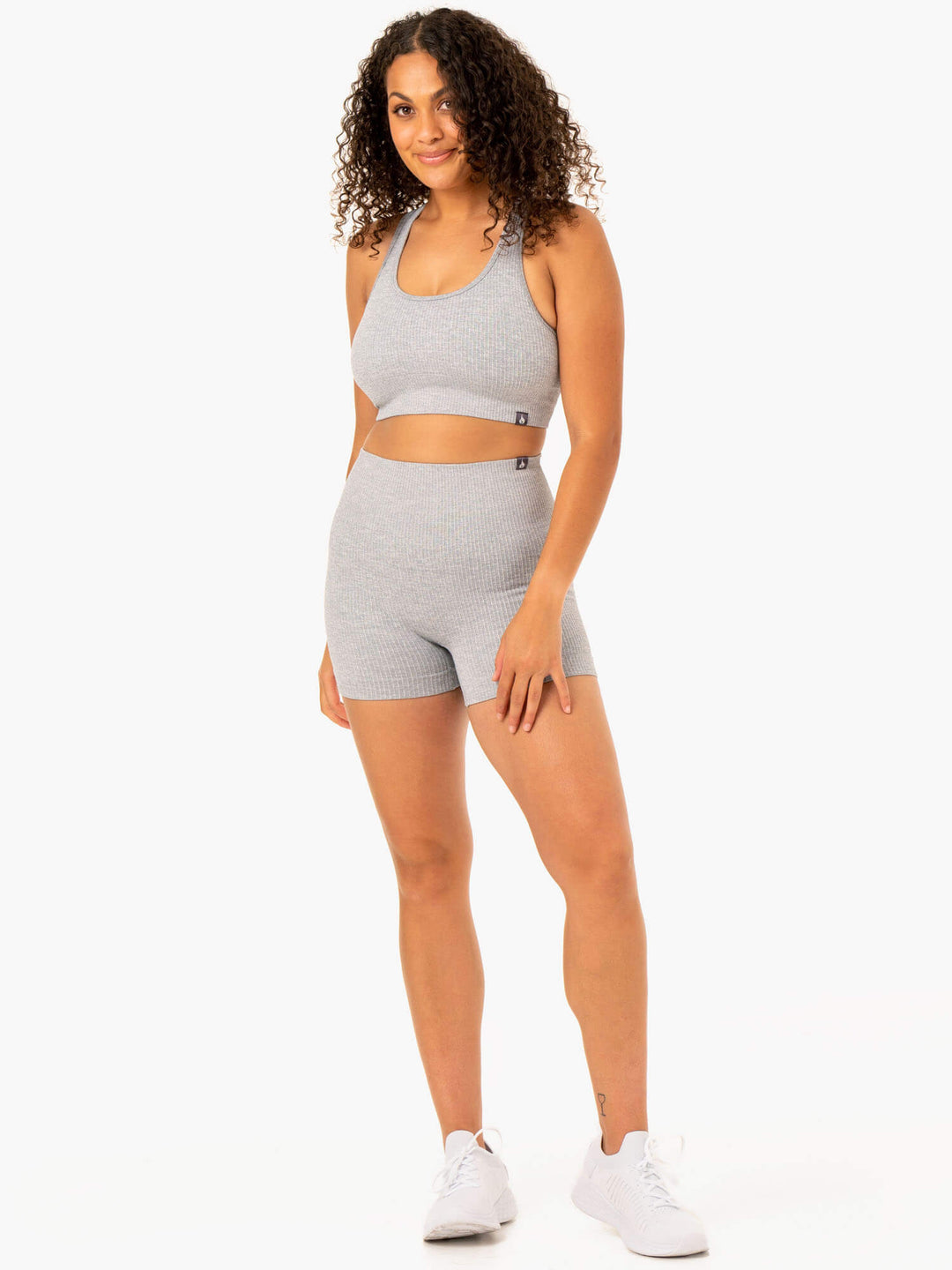 Rib Seamless Sports Bra - Light Grey Marl Clothing Ryderwear