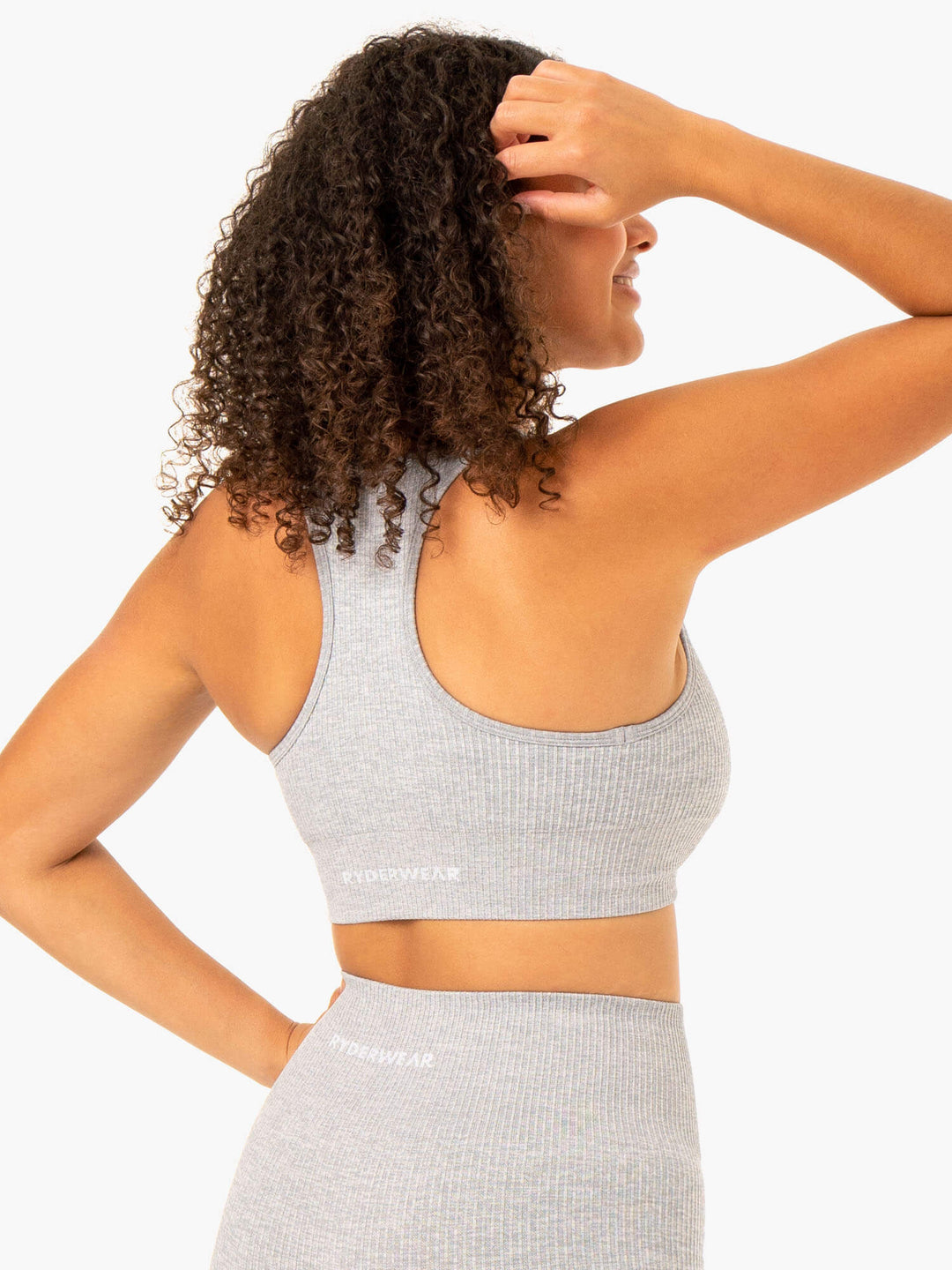 Rib Seamless Sports Bra - Light Grey Marl Clothing Ryderwear