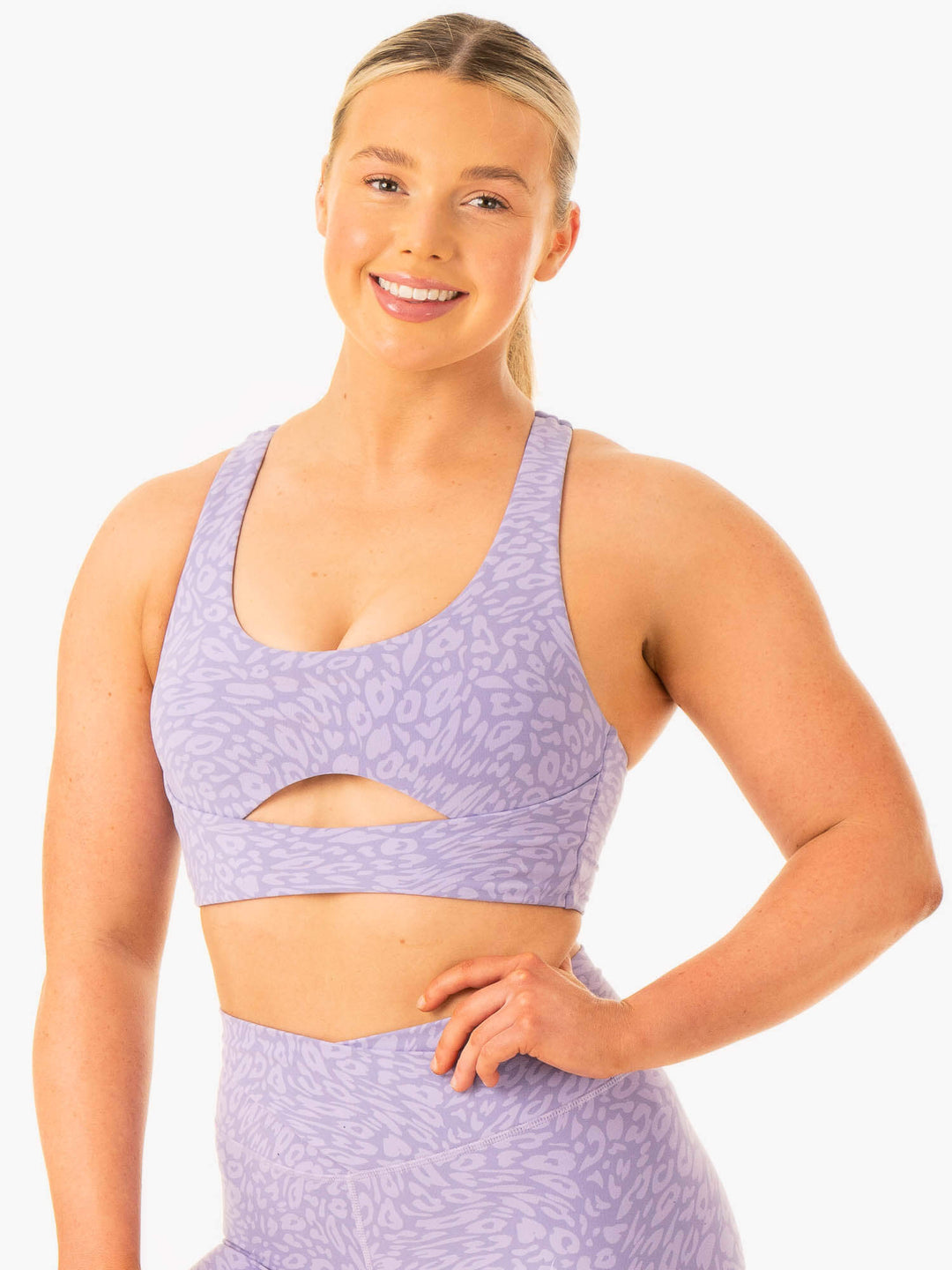 Rotation Sports Bra - Iris Leopard Clothing Ryderwear