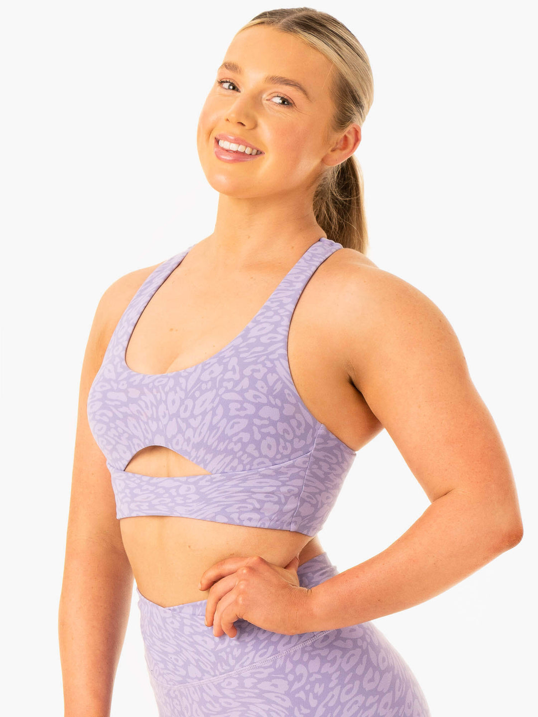 Rotation Sports Bra - Iris Leopard Clothing Ryderwear