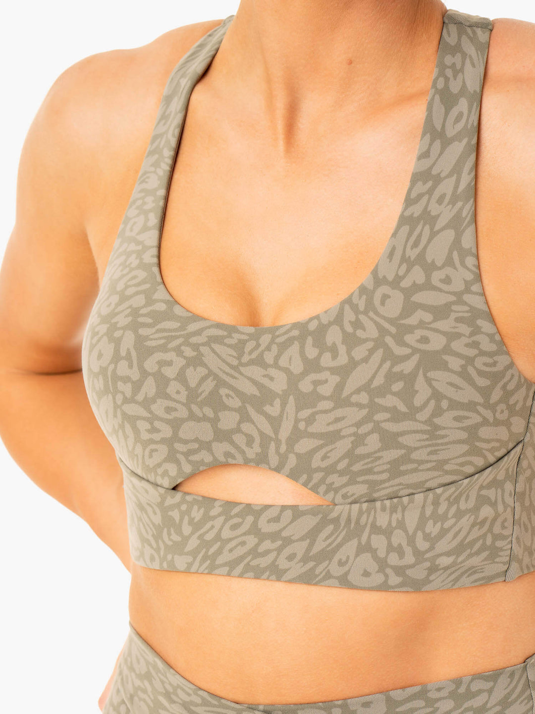 Rotation Sports Bra - Khaki Leopard Clothing Ryderwear