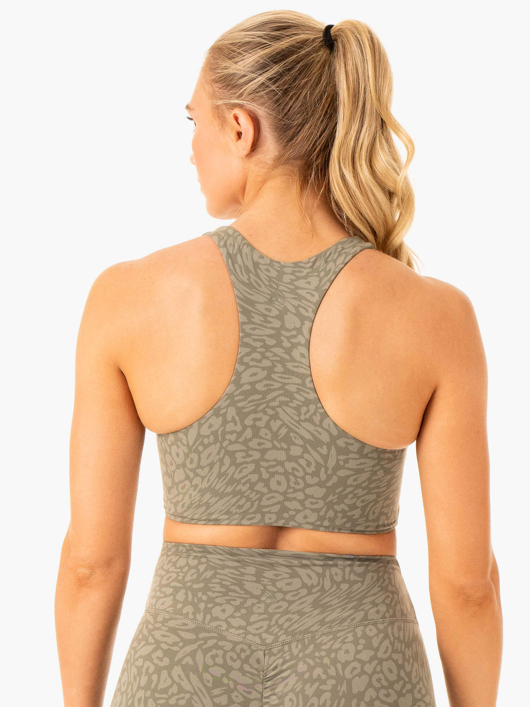 Rotation Sports Bra - Khaki Leopard Clothing Ryderwear
