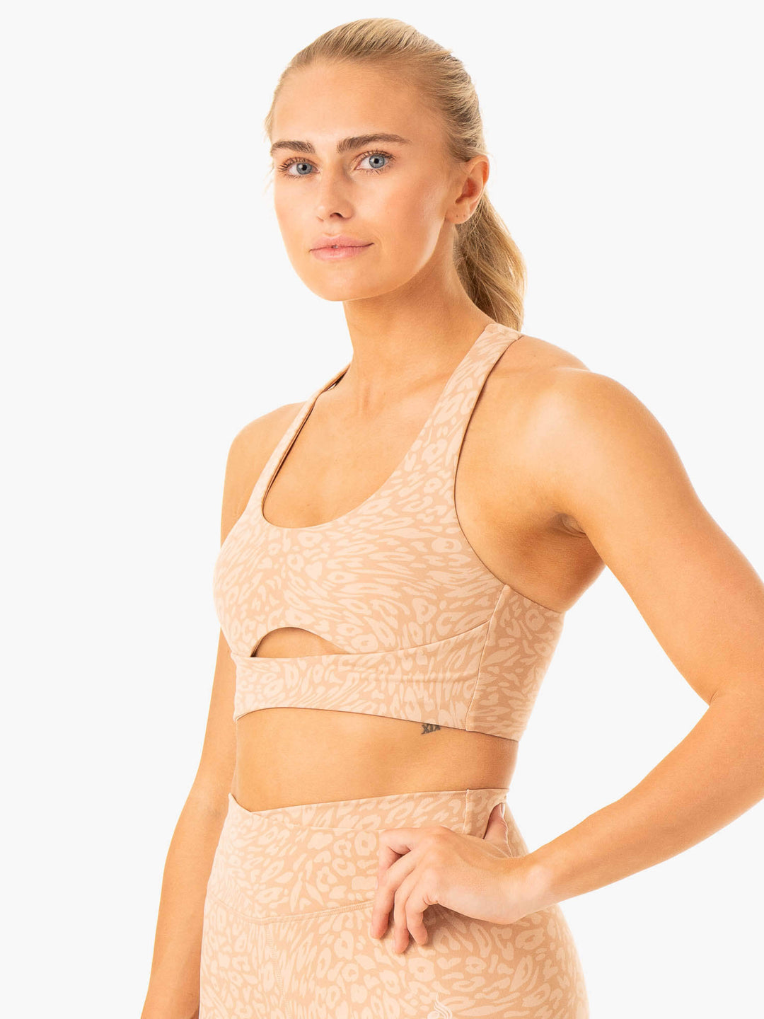 Rotation Sports Bra - Sandstone Leopard Clothing Ryderwear