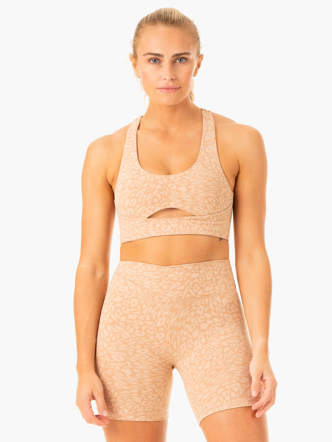 Rotation Sports Bra - Sandstone Leopard Clothing Ryderwear