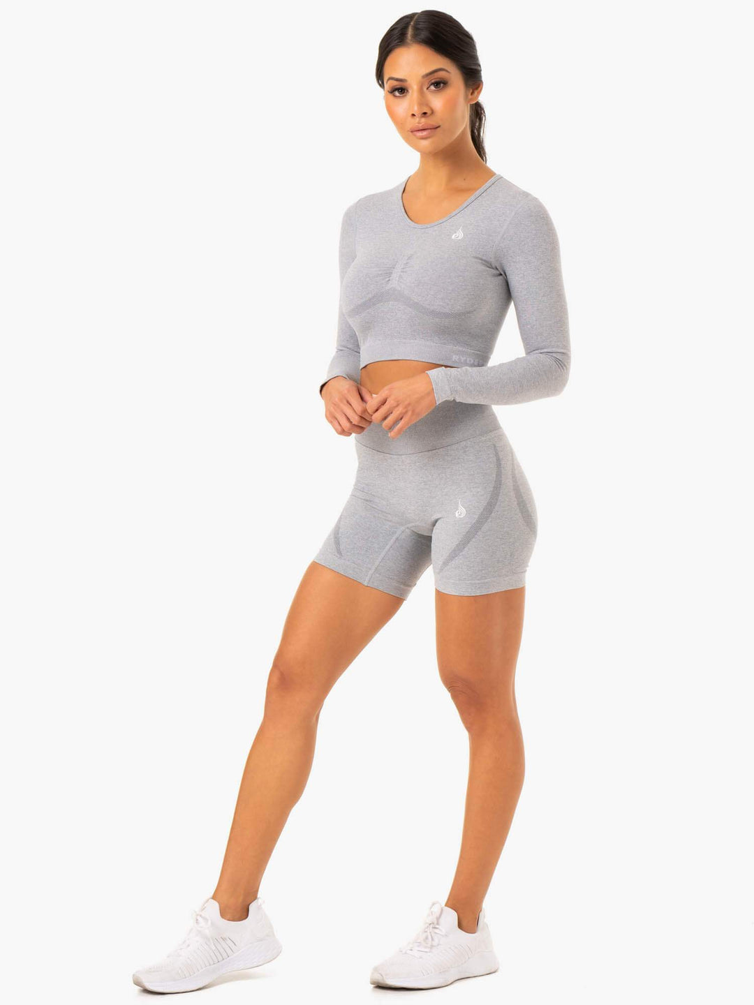 Sculpt Seamless Long Sleeve Top - Grey Marl Clothing Ryderwear