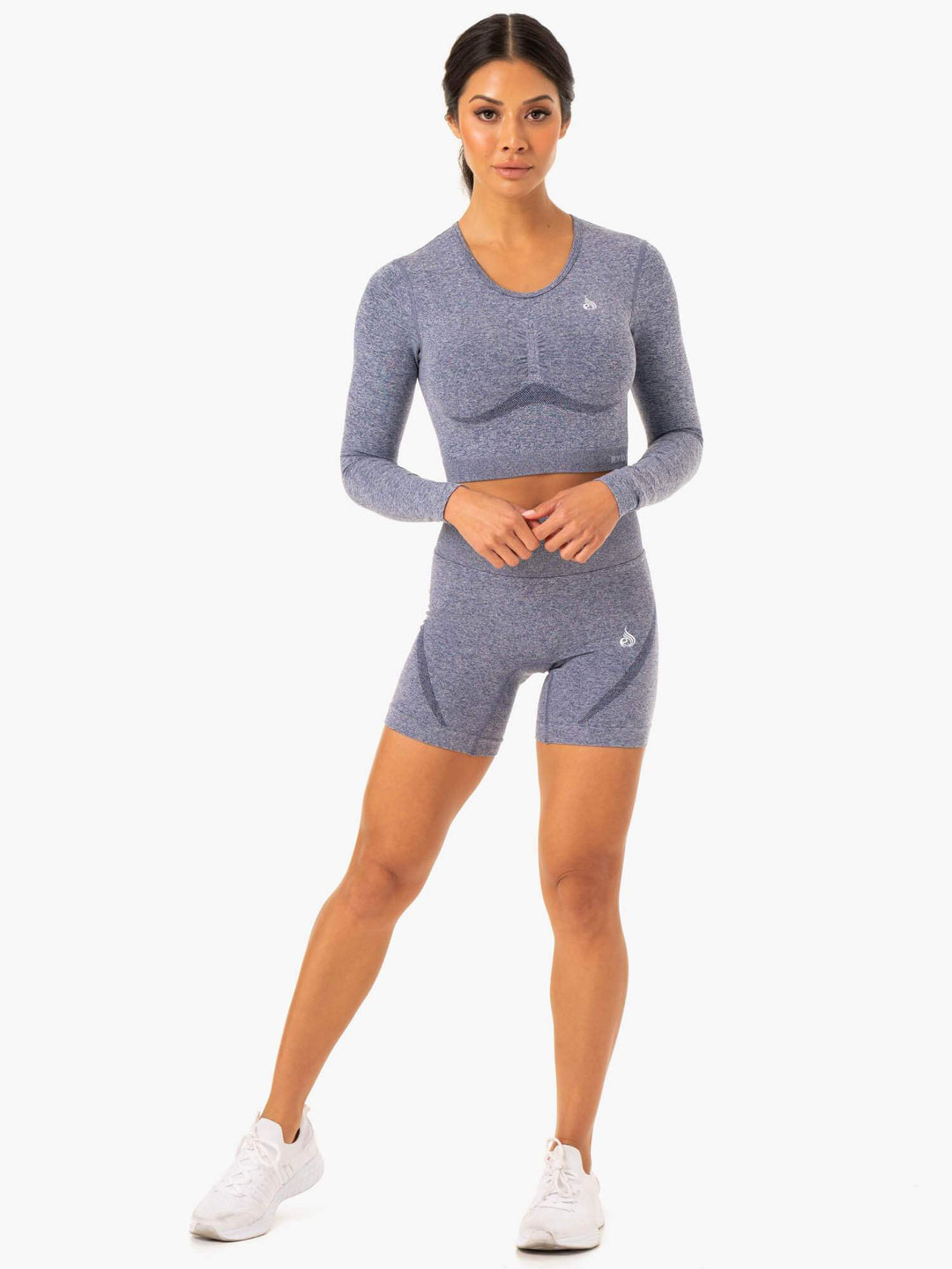 Sculpt Seamless Long Sleeve Top - Navy Marl Clothing Ryderwear