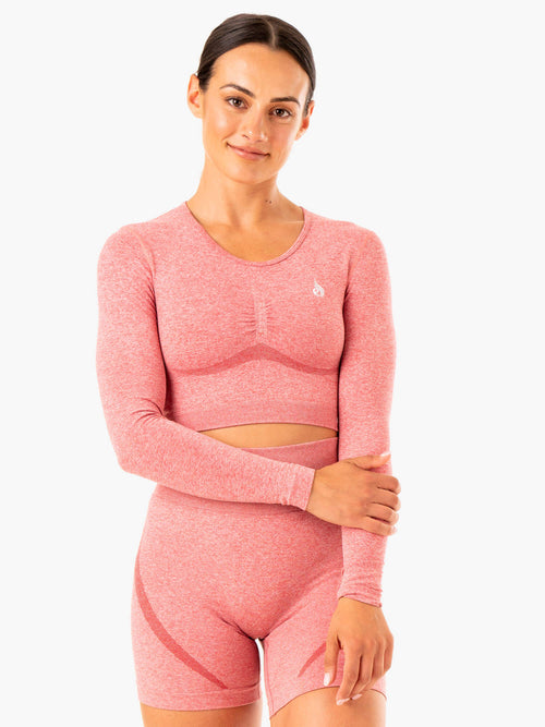 Staples Seamless Long Sleeve Top Pink Marl