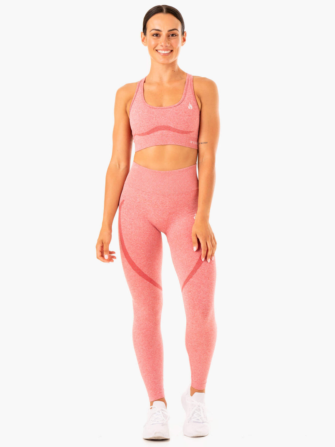 Sculpt Seamless Racer Back Sports Bra - Pink Marl Clothing Ryderwear