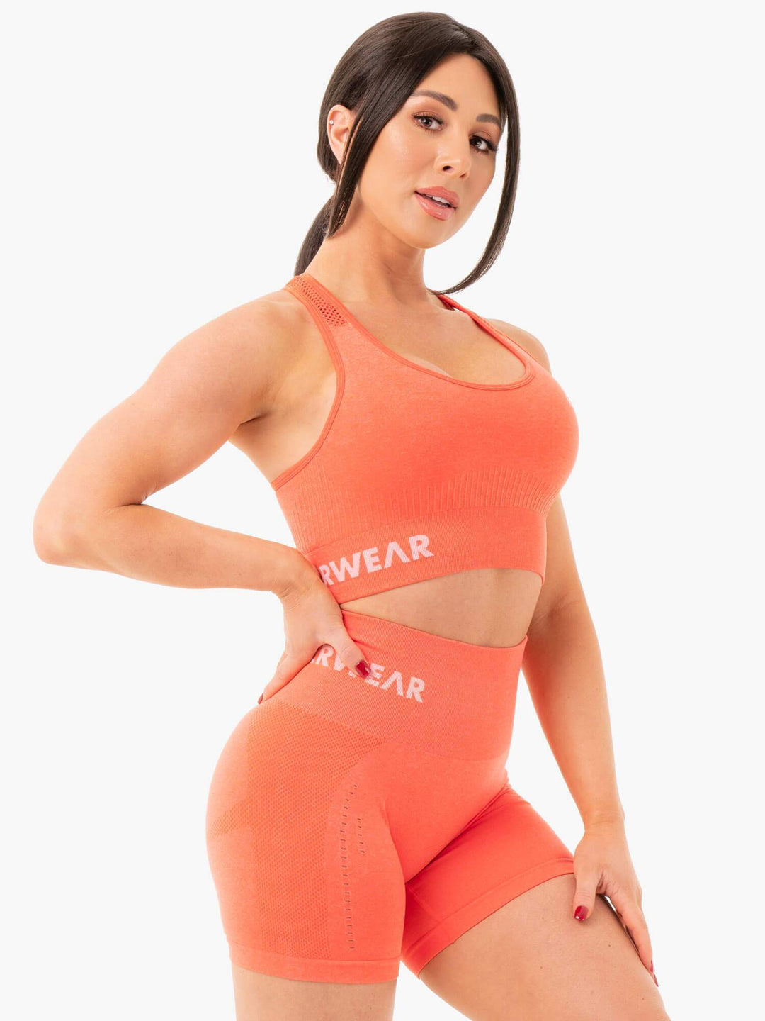 Seamless Staples Sports Bra - Orange Marl Clothing Ryderwear