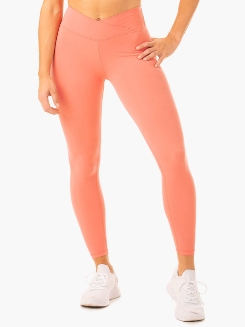 Serene Cross Over Scrunch Leggings Rose Pink