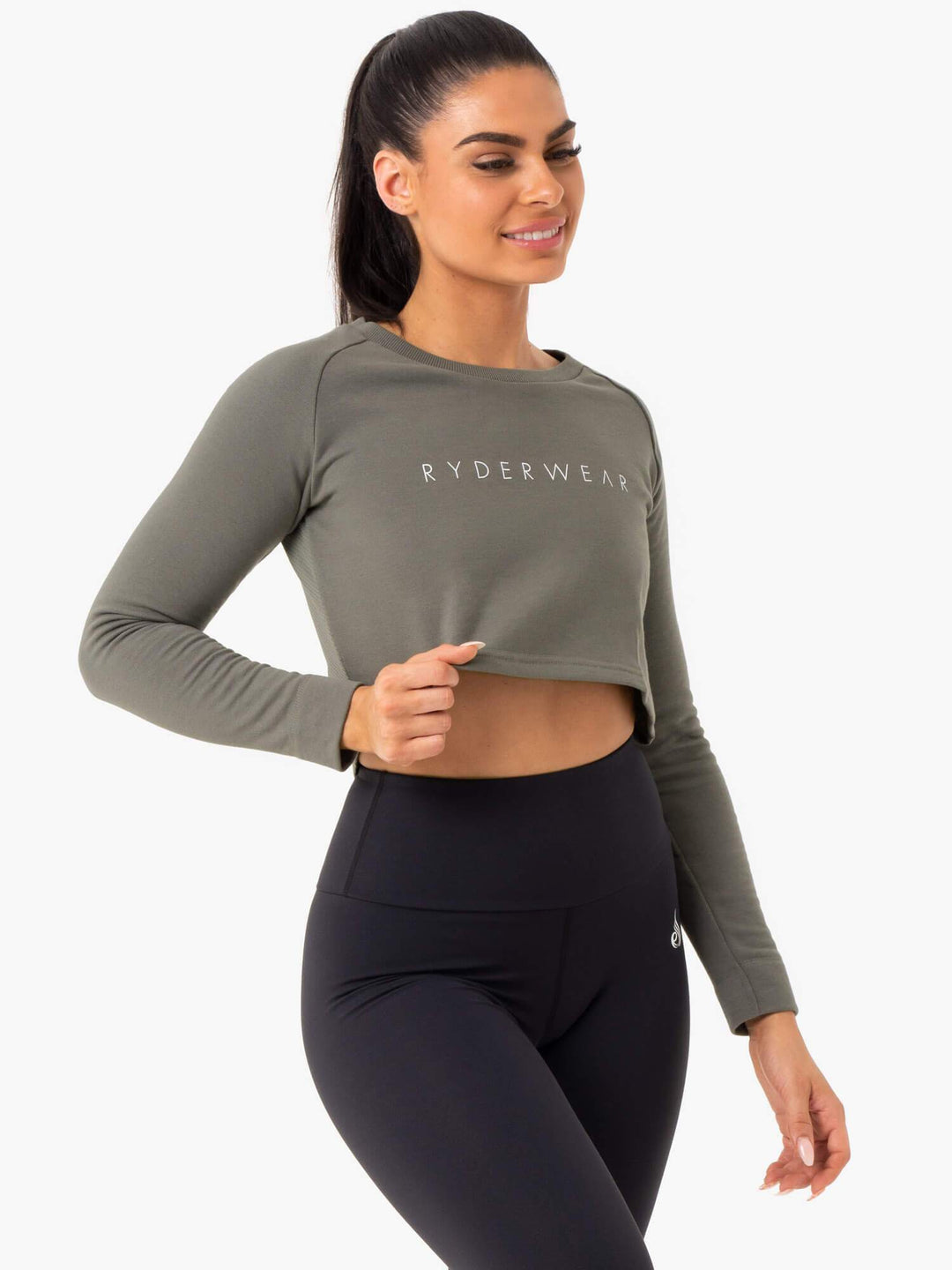 Staples Cropped Sweater - Khaki Clothing Ryderwear