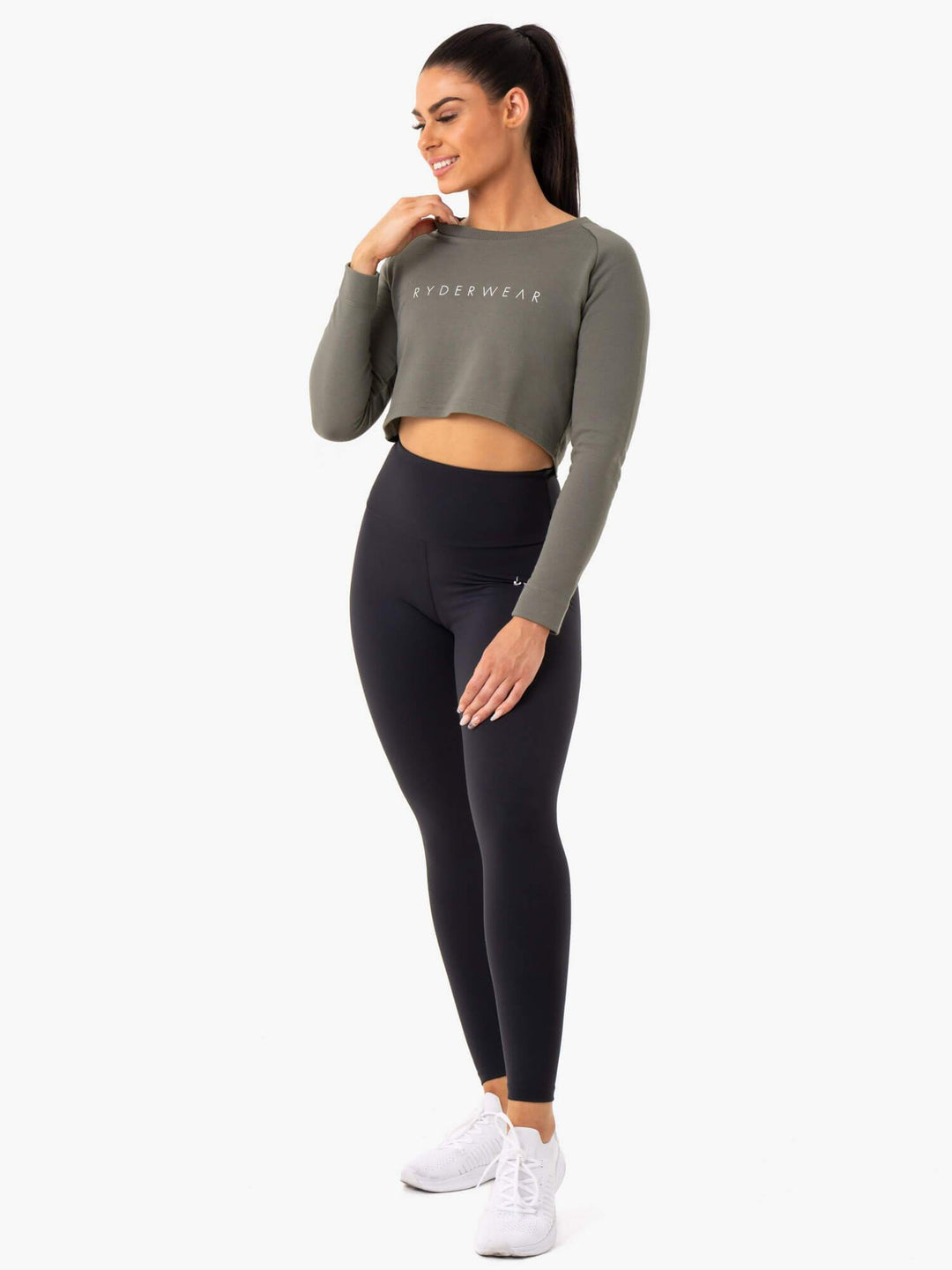 Staples Cropped Sweater - Khaki Clothing Ryderwear