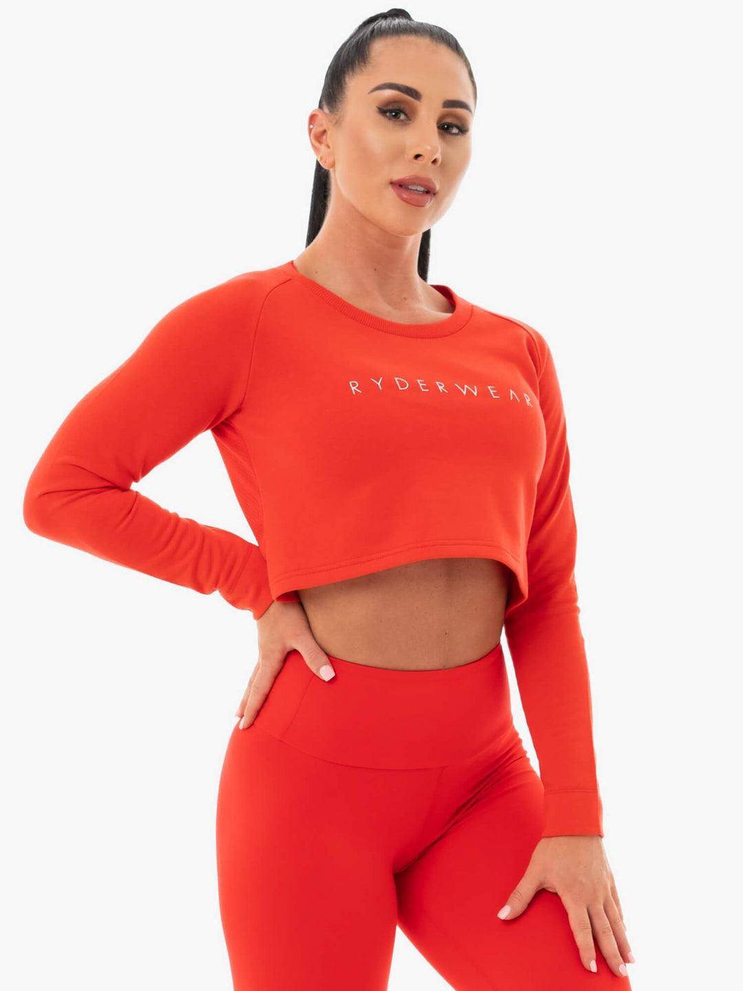 Staples Cropped Sweater - Red Clothing Ryderwear