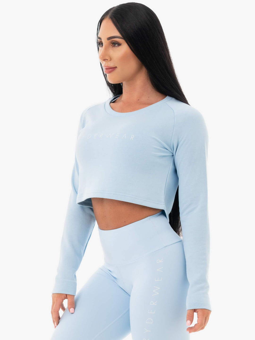 Staples Cropped Sweater - Sky Blue Clothing Ryderwear