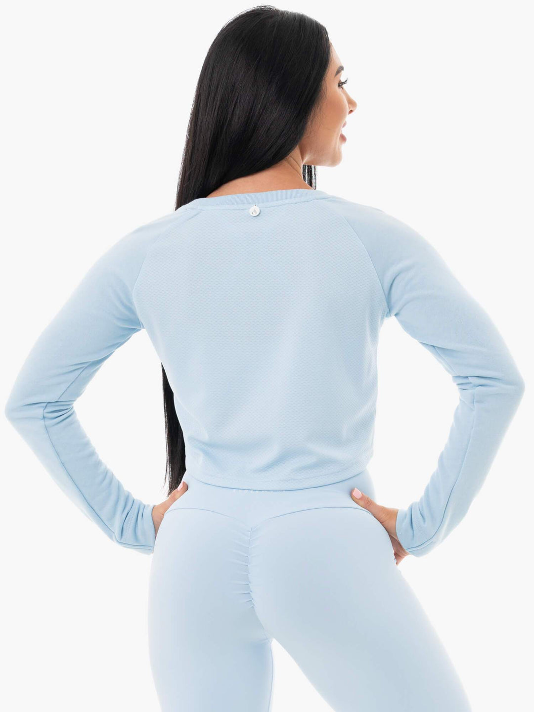 Staples Cropped Sweater - Sky Blue Clothing Ryderwear