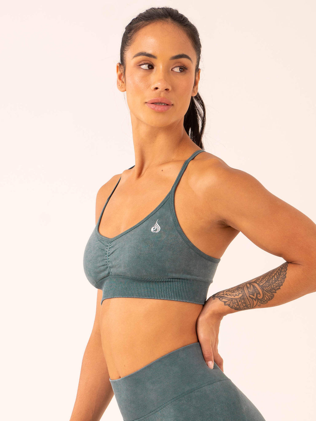 Stonewash Seamless Sports Bra - Petrol Stonewash Clothing Ryderwear