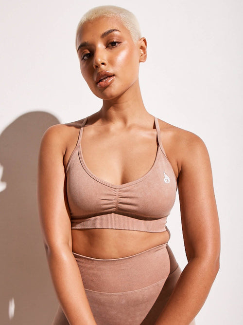Stonewash Seamless Sports Bra Tan Stonewash