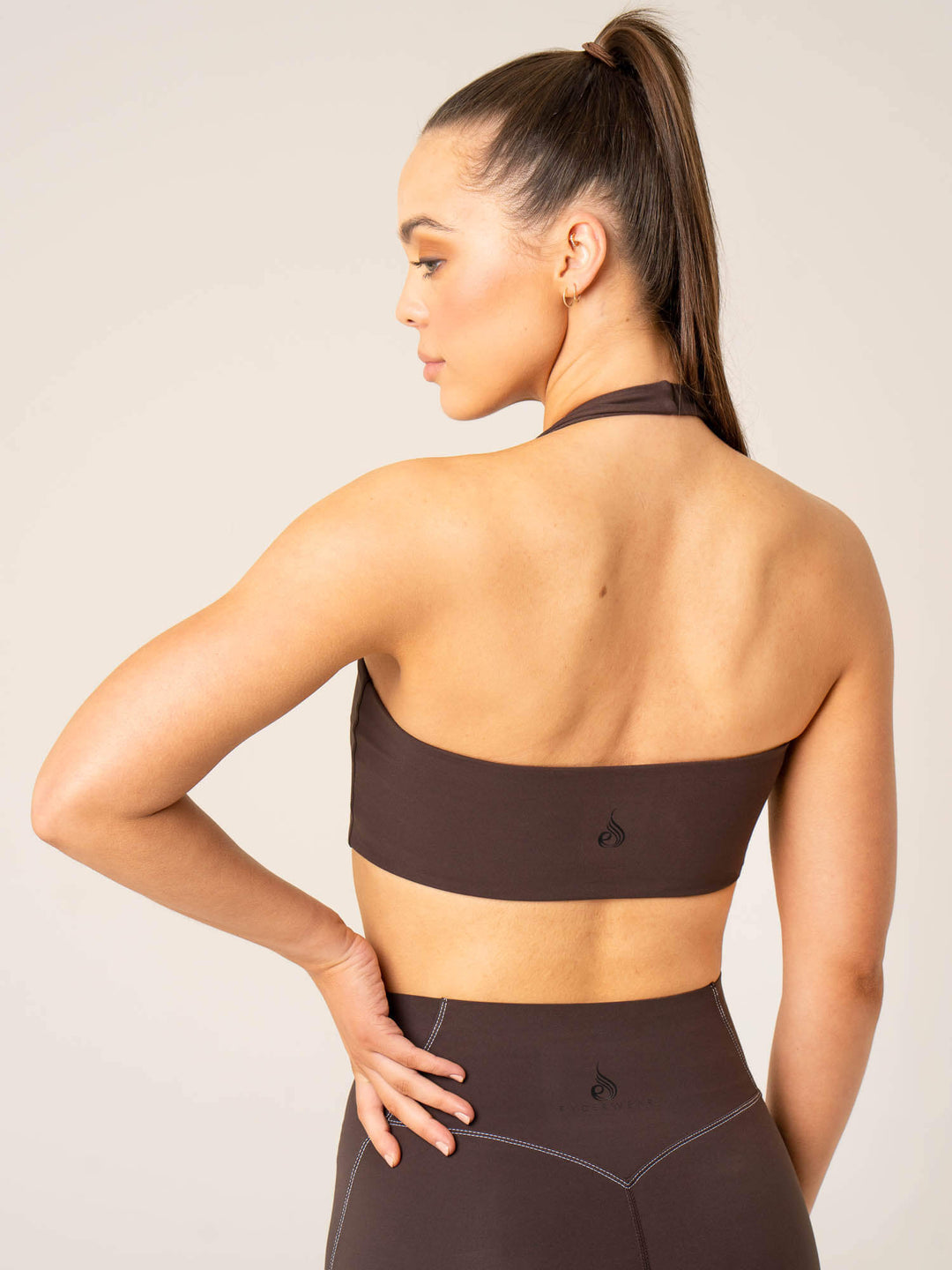 Stride Halter Sports Bra - Chocolate Clothing Ryderwear