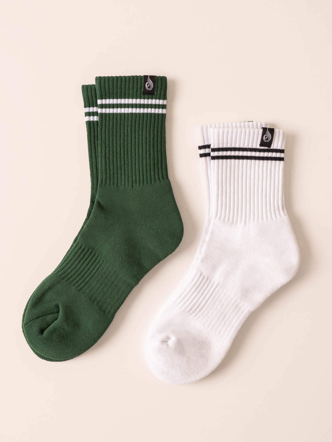 Stripe Crew Socks - White/Green Accessories Ryderwear