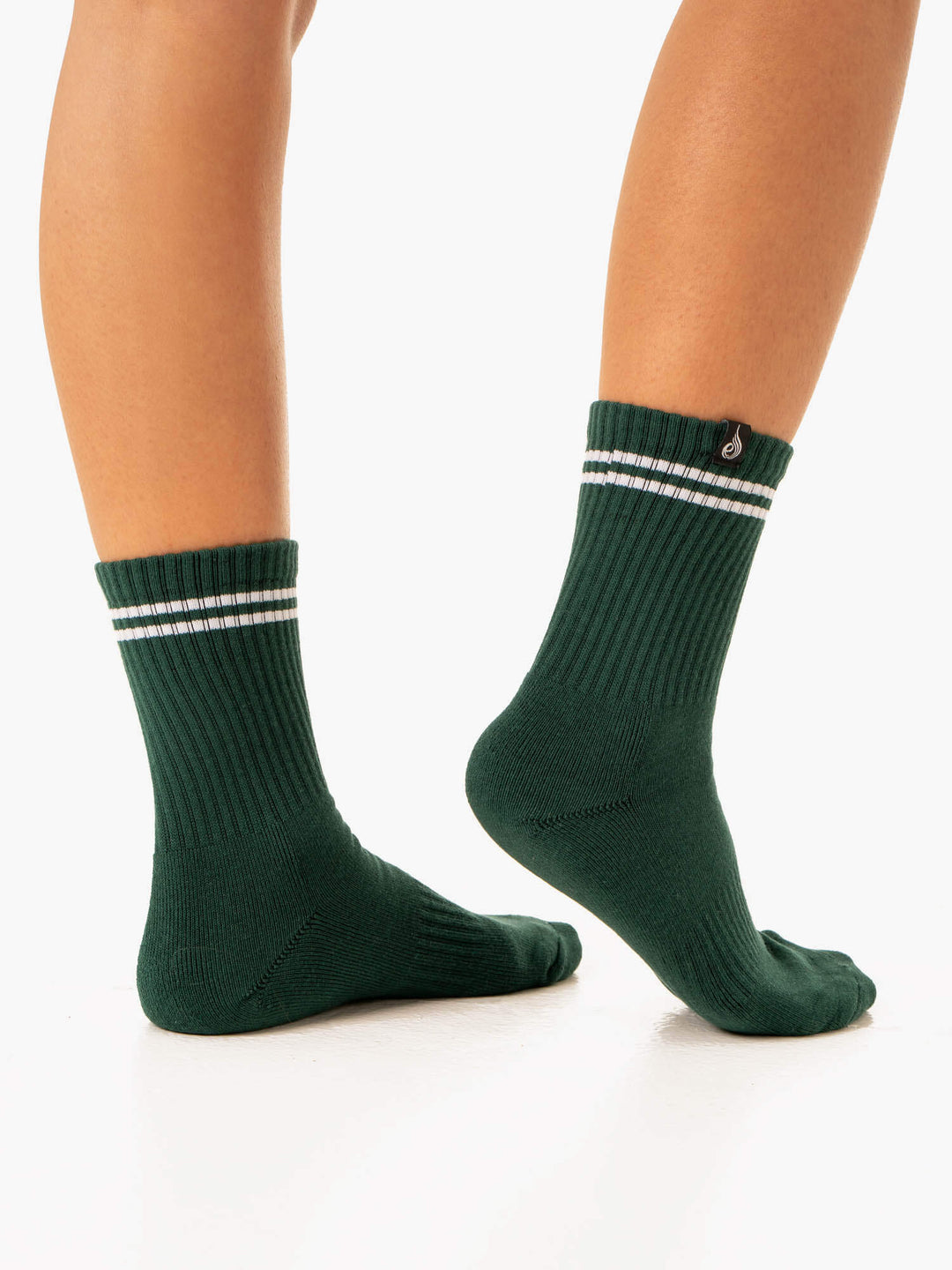 Stripe Crew Socks - White/Green Accessories Ryderwear