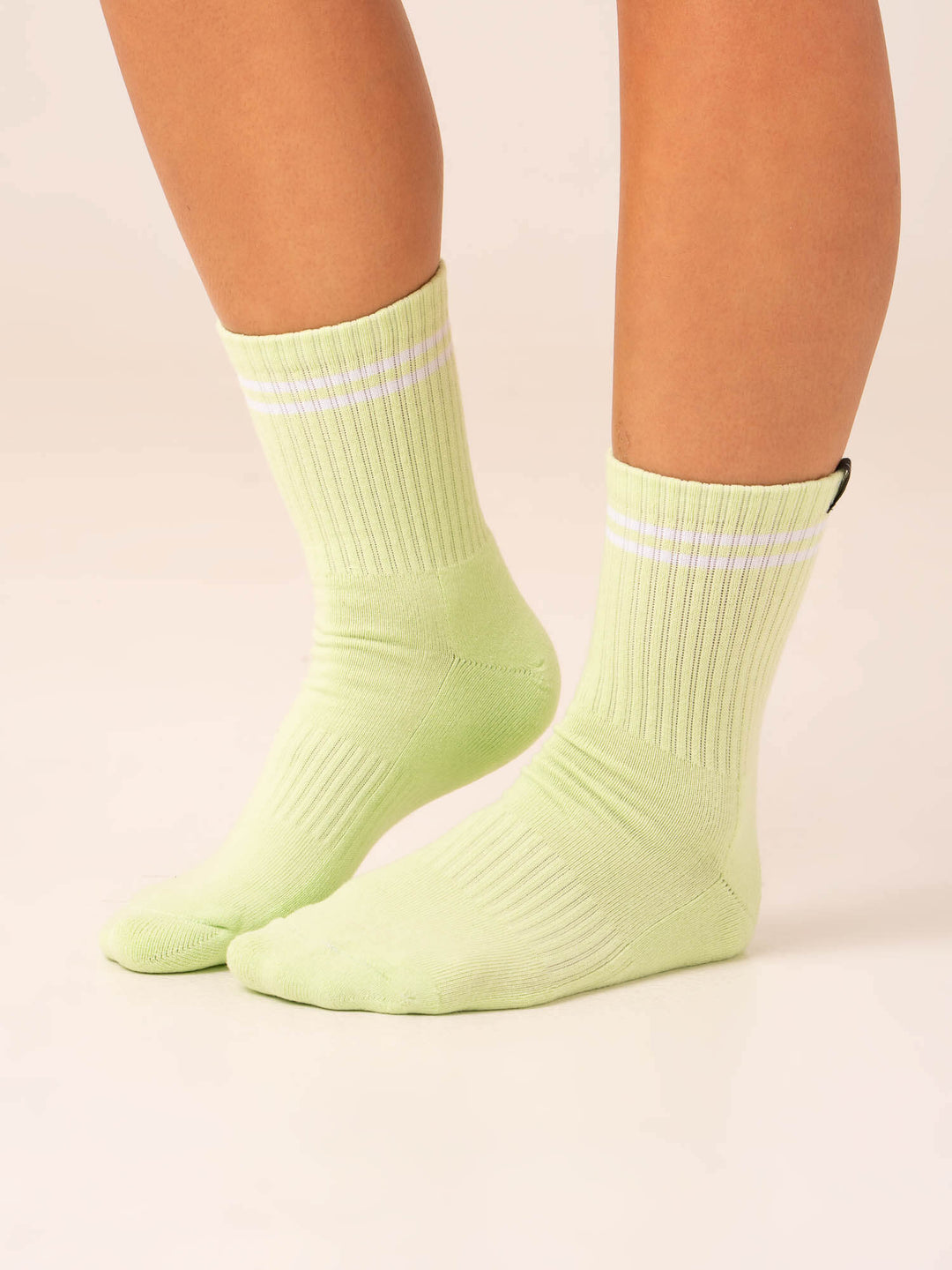 Stripe Crew Socks - White/Lime Accessories Ryderwear