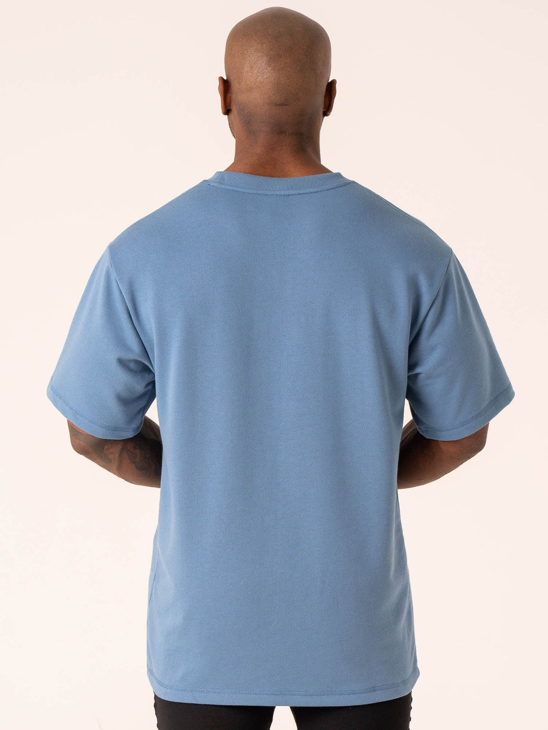 Throwback Oversized Fleece T-Shirt - Denim Blue Clothing Ryderwear