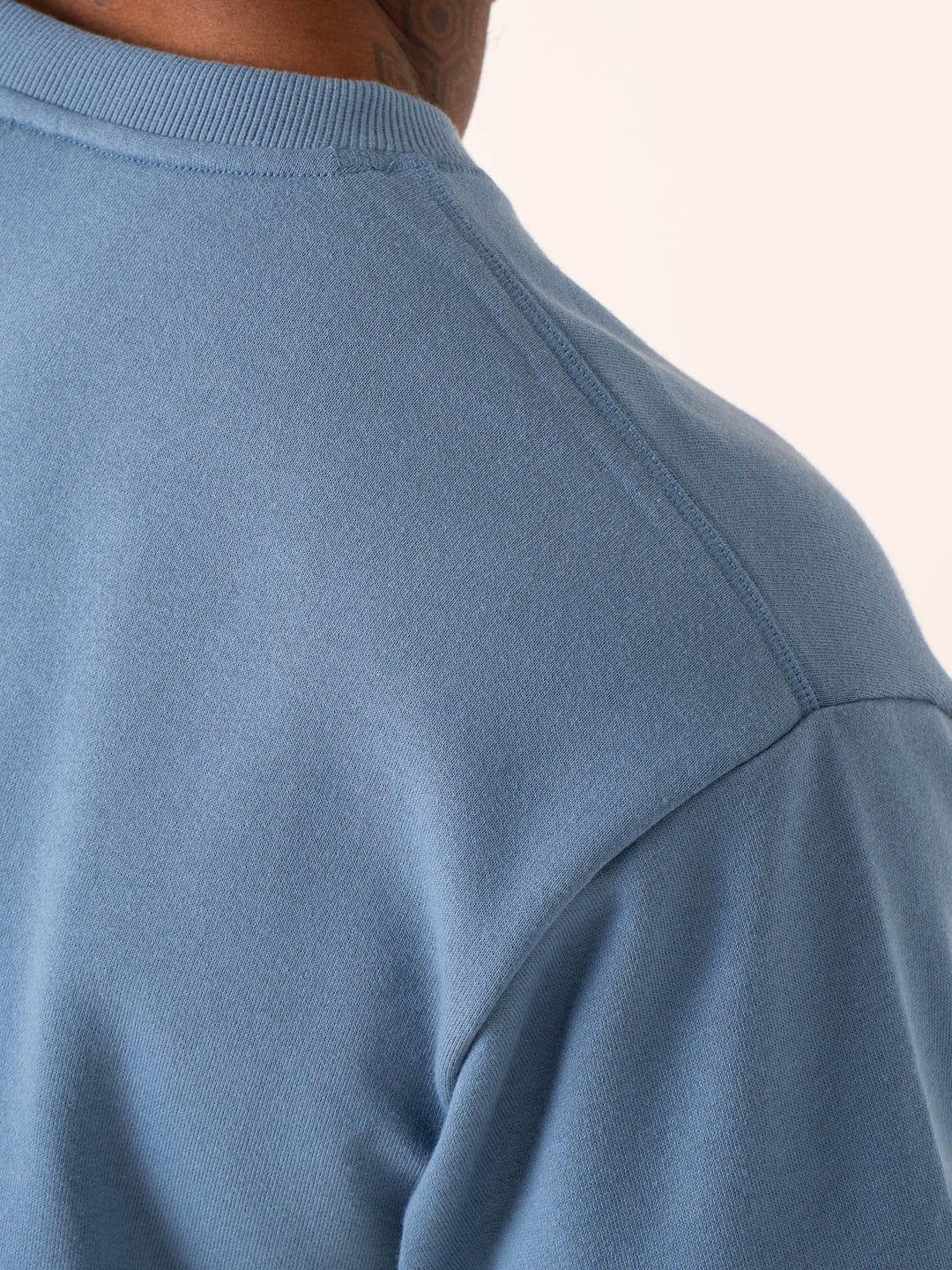 Throwback Oversized Fleece T-Shirt - Denim Blue Clothing Ryderwear