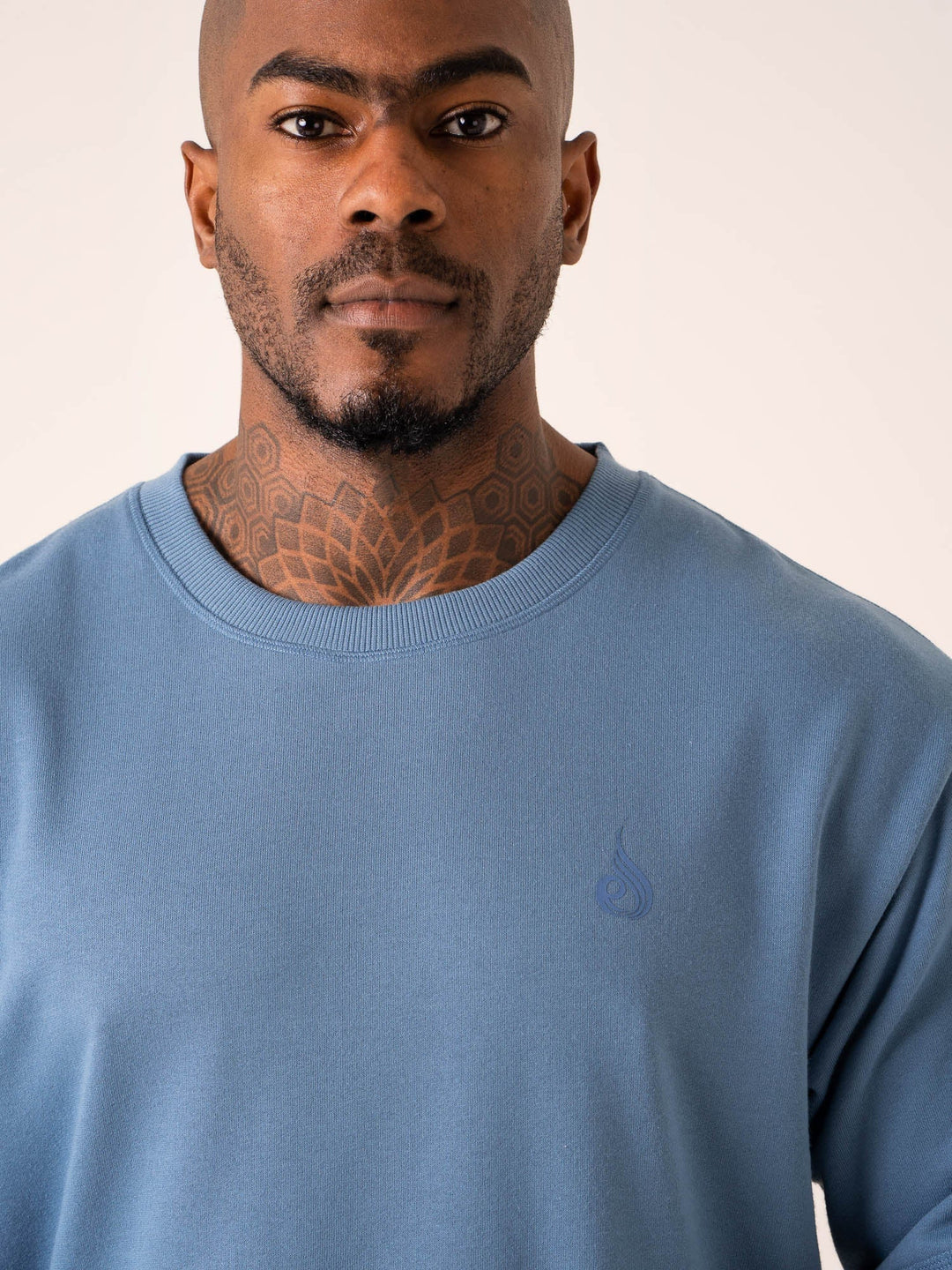 Throwback Oversized Fleece T-Shirt - Denim Blue Clothing Ryderwear