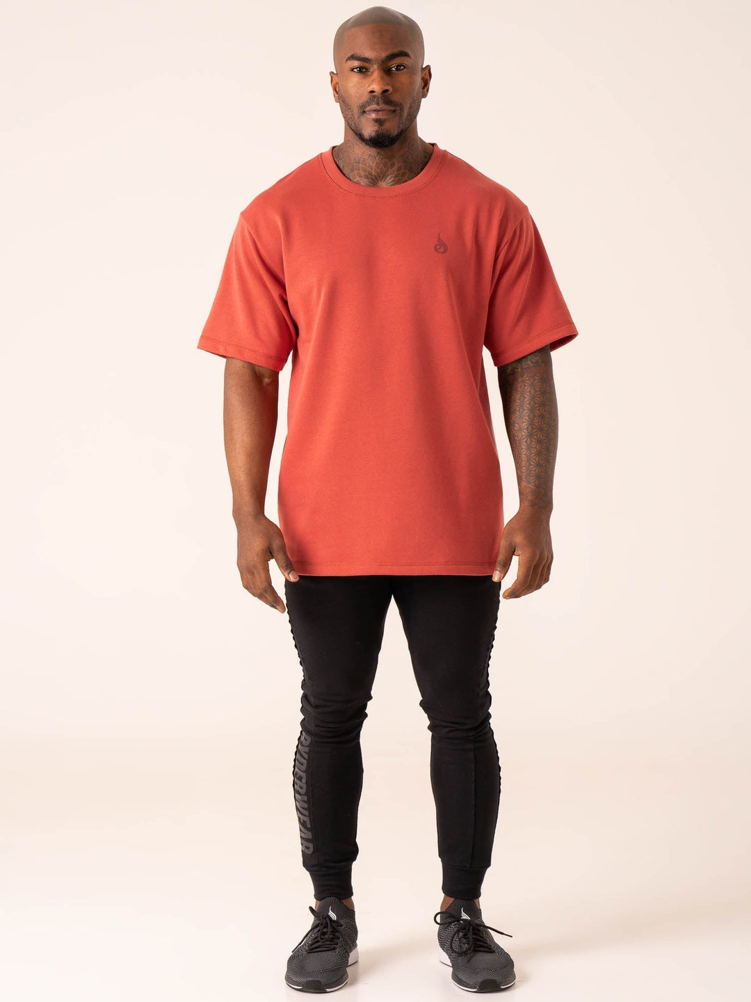 Throwback Oversized Fleece T-Shirt - Dusty Red Clothing Ryderwear