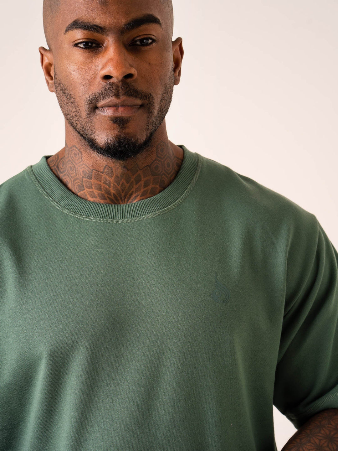 Throwback Oversized Fleece T-Shirt - Fern Green Clothing Ryderwear