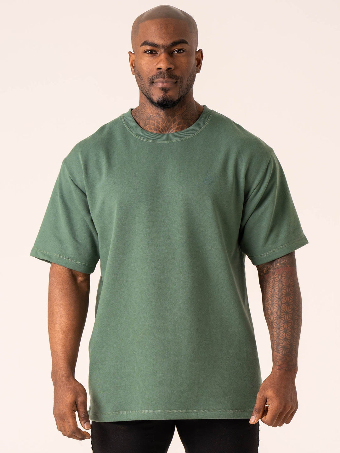 Throwback Oversized Fleece T-Shirt - Fern Green Clothing Ryderwear