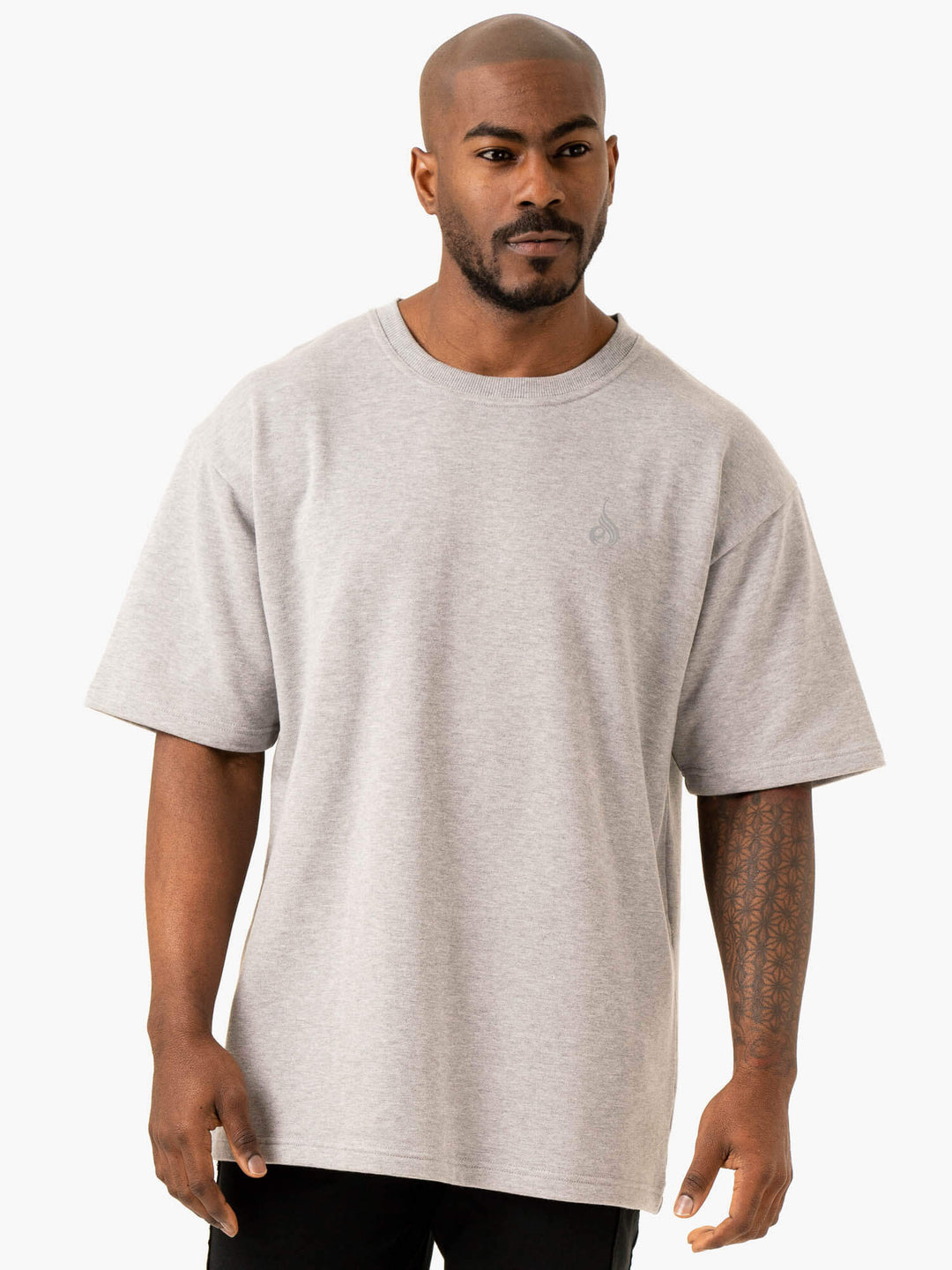 Throwback Oversized Fleece T-Shirt - Grey Marl Clothing Ryderwear