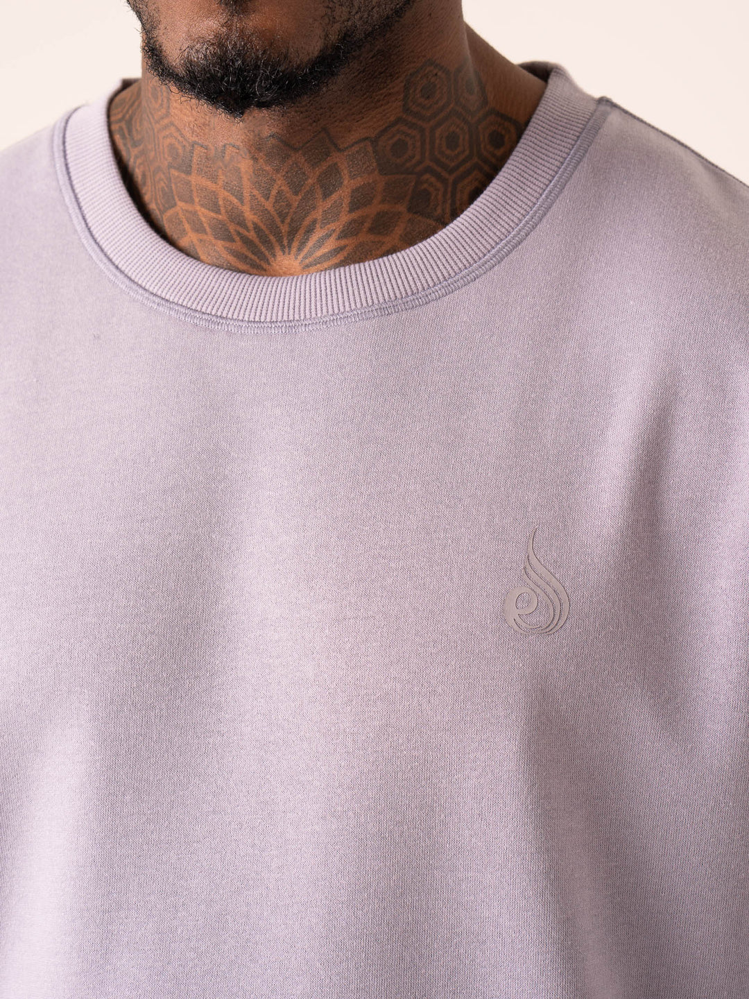 Throwback Oversized Fleece T-Shirt - Lavender Clothing Ryderwear