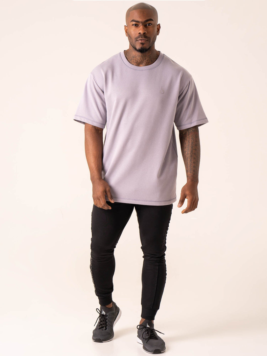 Throwback Oversized Fleece T-Shirt - Lavender Clothing Ryderwear