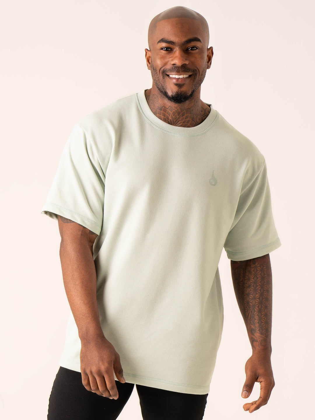 Throwback Oversized Fleece T-Shirt - Seafoam Clothing Ryderwear