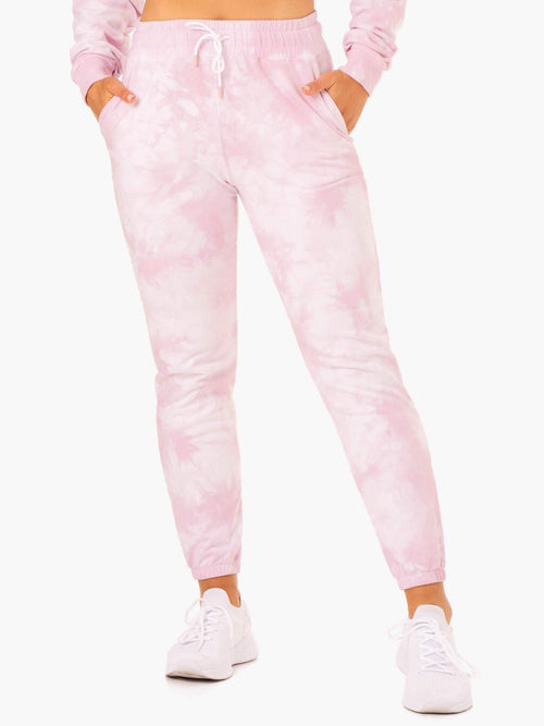 Tie Dye High Waisted Track Pants Ice Pink Tie Dye