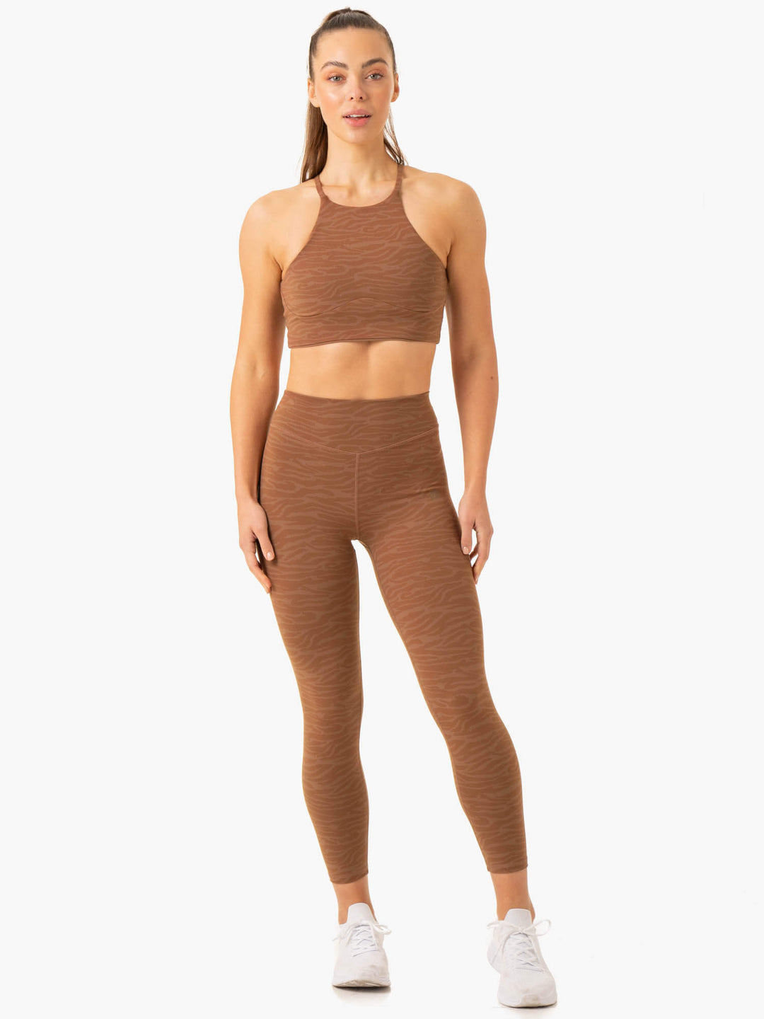 Transform Reversible Sports Crop - Chocolate Zebra Clothing Ryderwear
