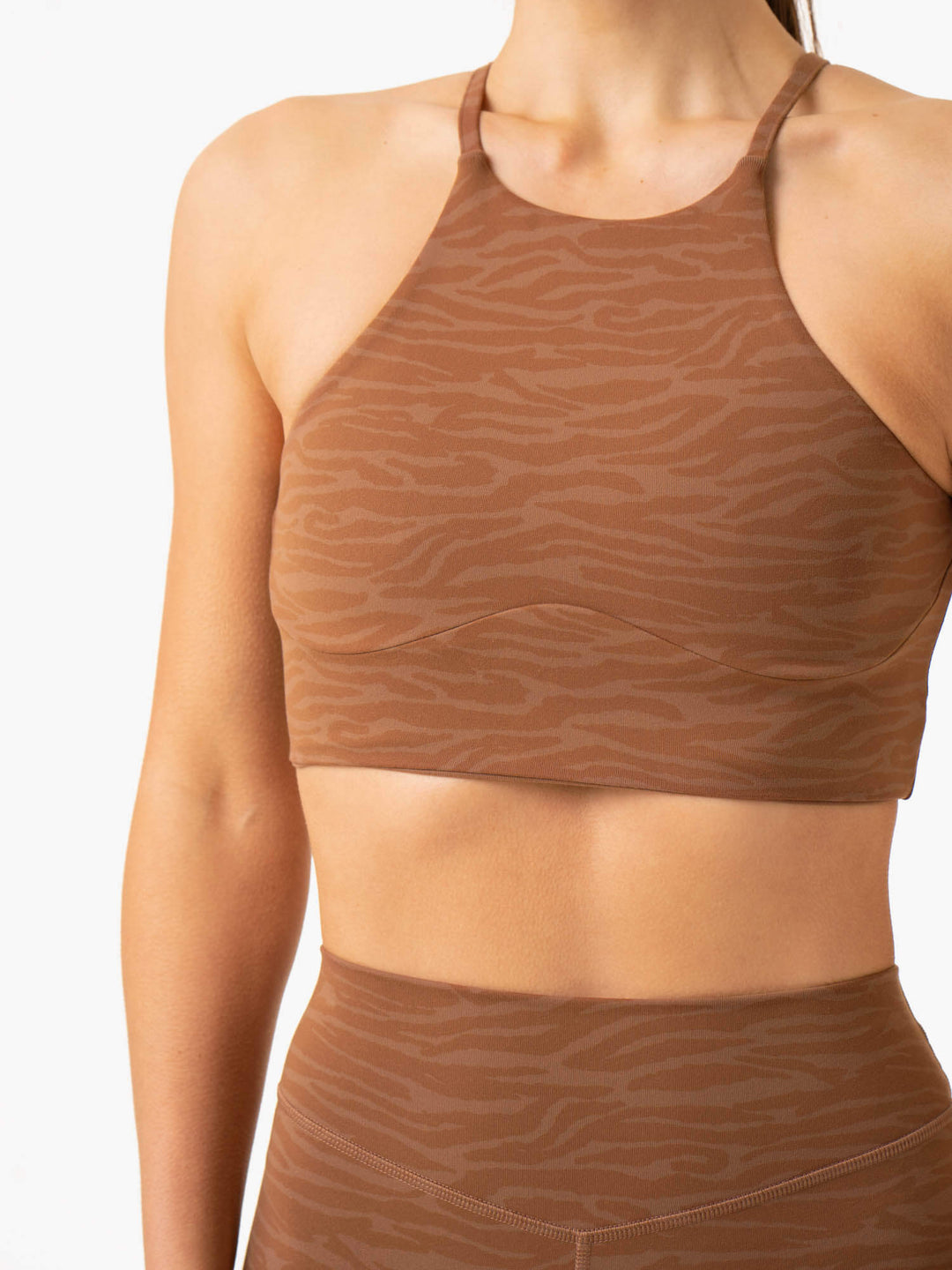 Transform Reversible Sports Crop - Chocolate Zebra Clothing Ryderwear