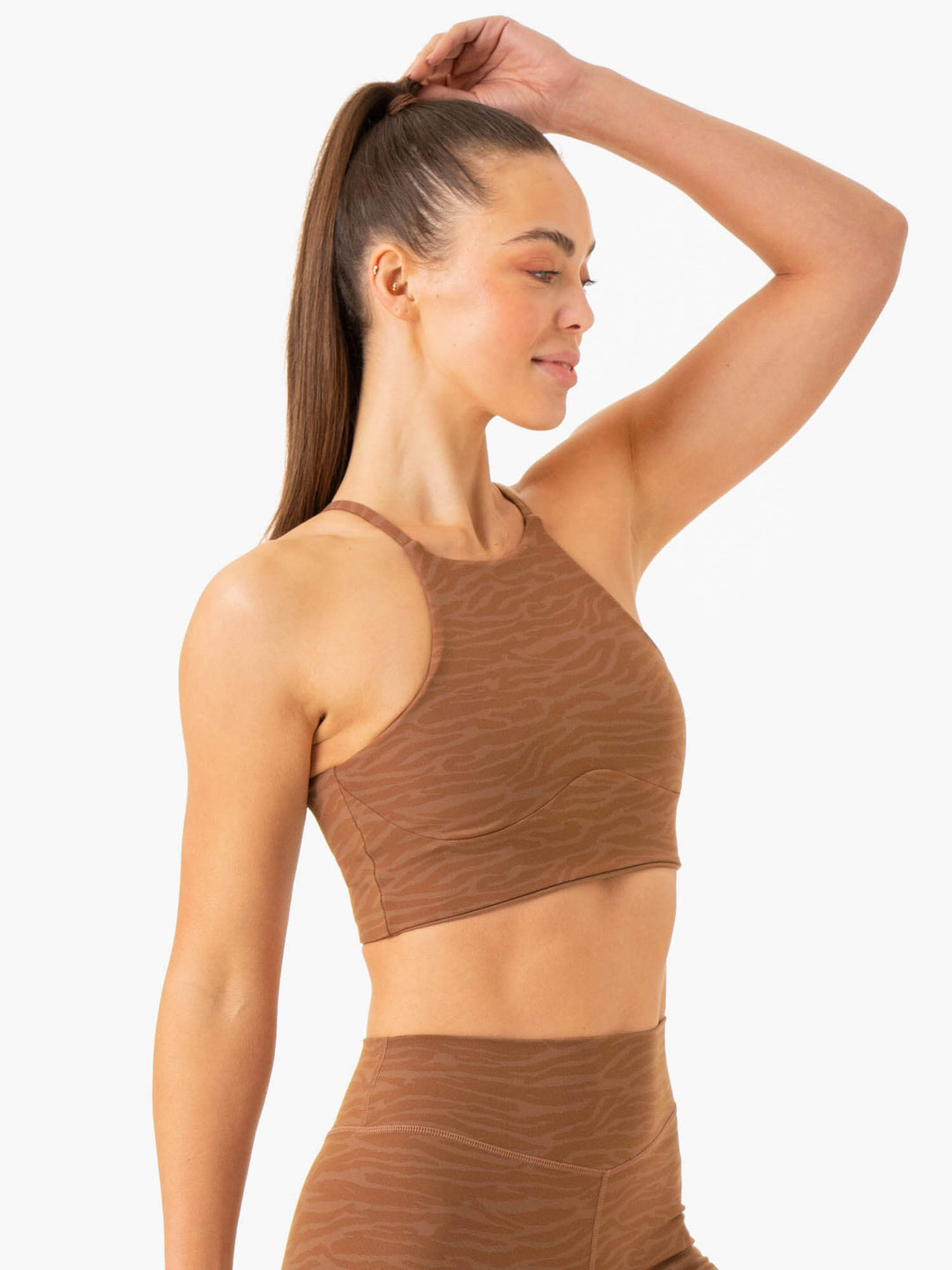 Transform Reversible Sports Crop - Chocolate Zebra Clothing Ryderwear