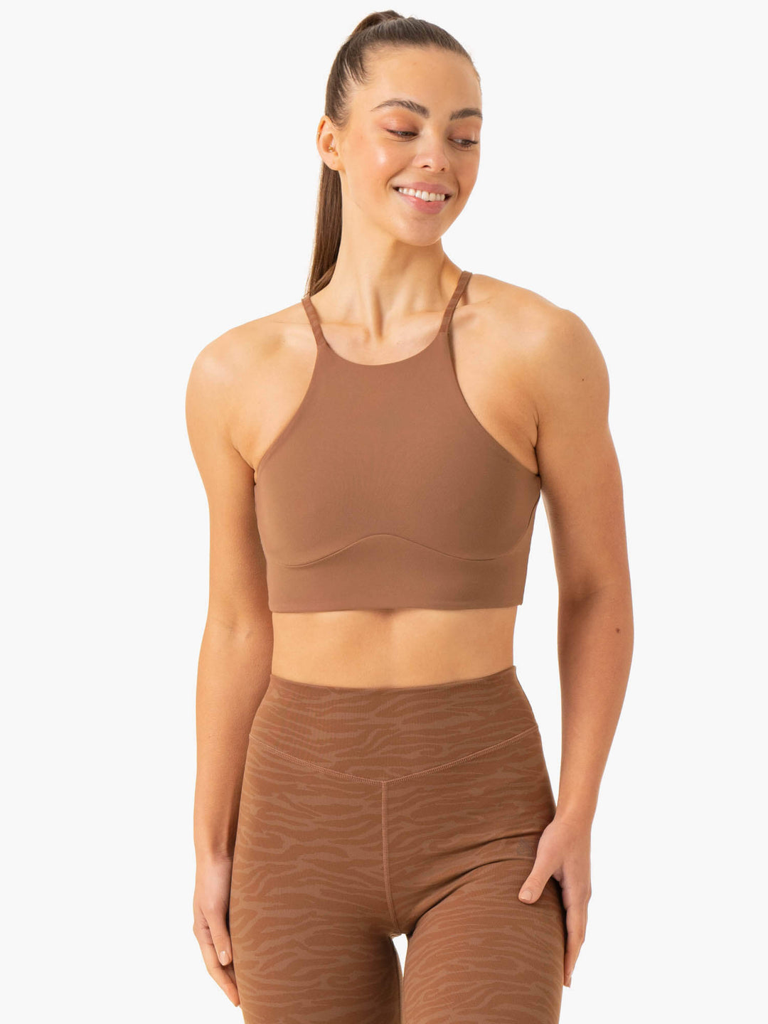 Transform Reversible Sports Crop - Chocolate Zebra Clothing Ryderwear