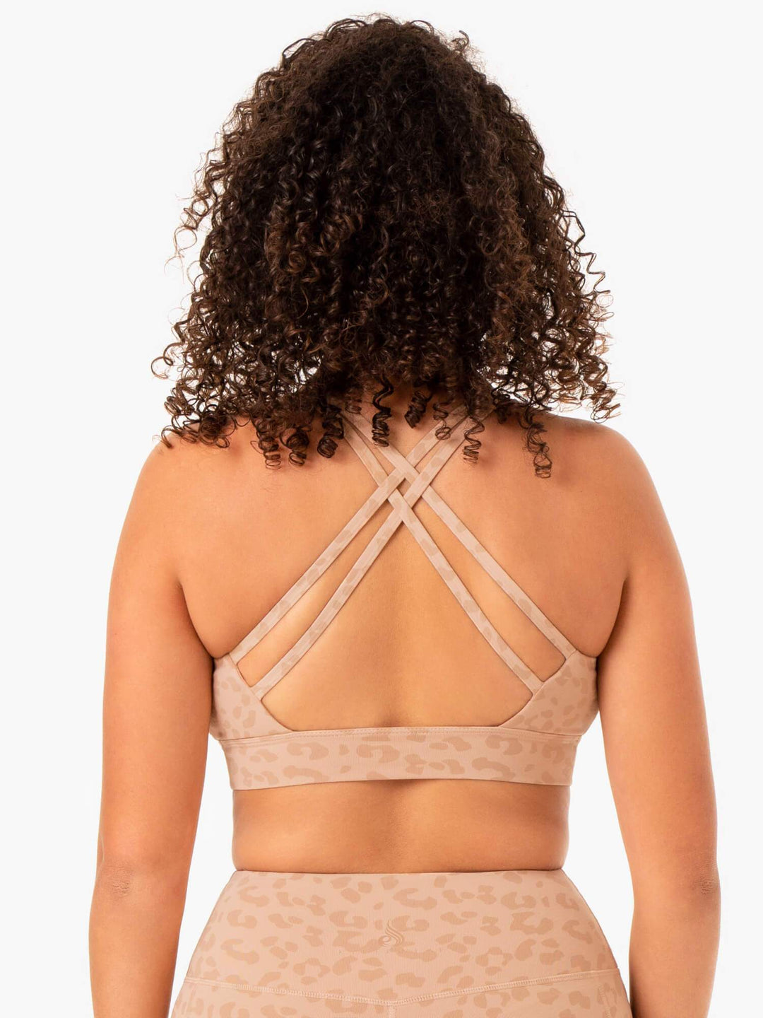 Ultra V-Neck Sports Bra - Tan Leopard Clothing Ryderwear