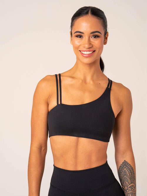Unstoppable One Shoulder Sports Bra Black