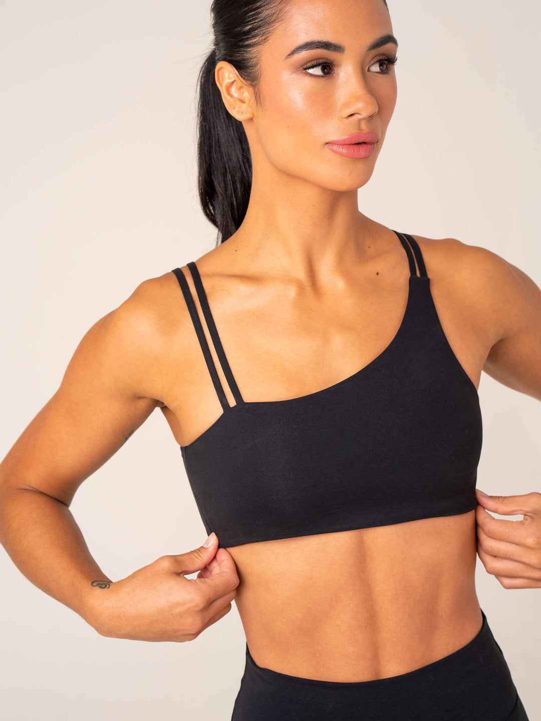 Unstoppable One Shoulder Sports Bra - Black Clothing Ryderwear