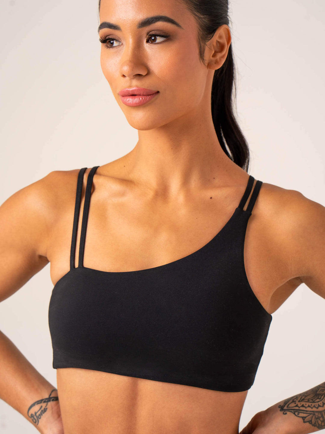 Unstoppable One Shoulder Sports Bra - Black Clothing Ryderwear