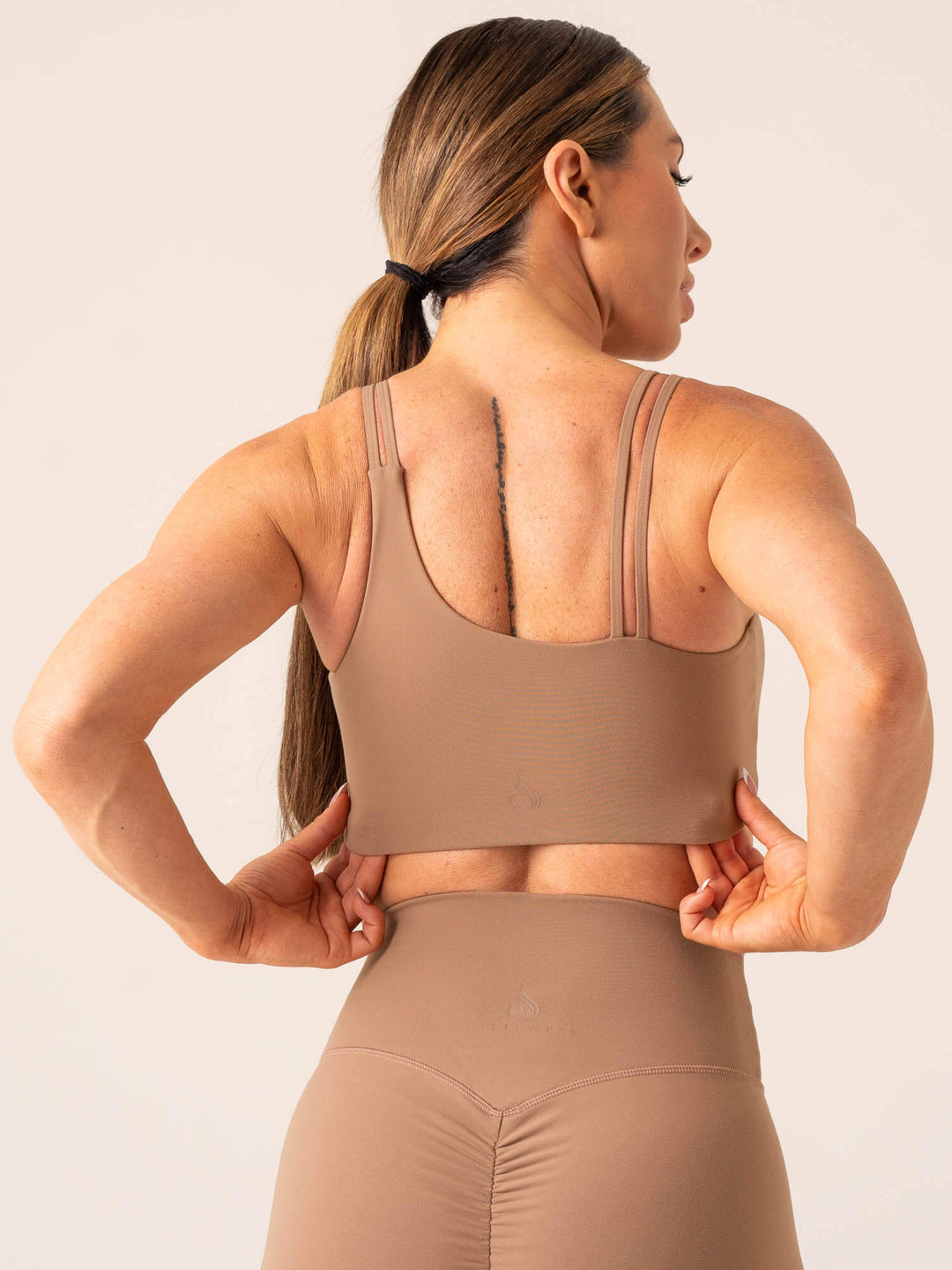 Unstoppable One Shoulder Sports Bra - Mocha Clothing Ryderwear