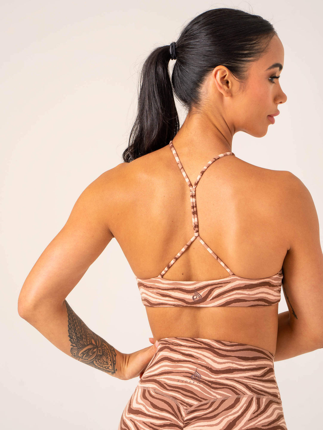 Unstoppable Sports Bra - Mocha Zebra Clothing Ryderwear